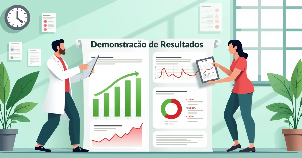 Médico e consultor financeiro analisando a Demonstração do Resultado do Exercício (DRE) da clínica médica no computador para calcular o lucro líquido.