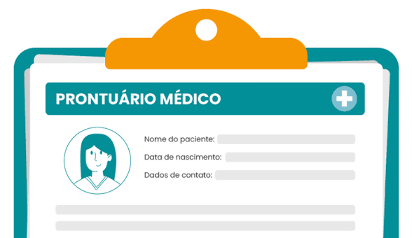 Médico e orientador jurídico de clínica médica analisando pedido formal de liberação de prontuário de paciente falecido com documentos de herdeiros.